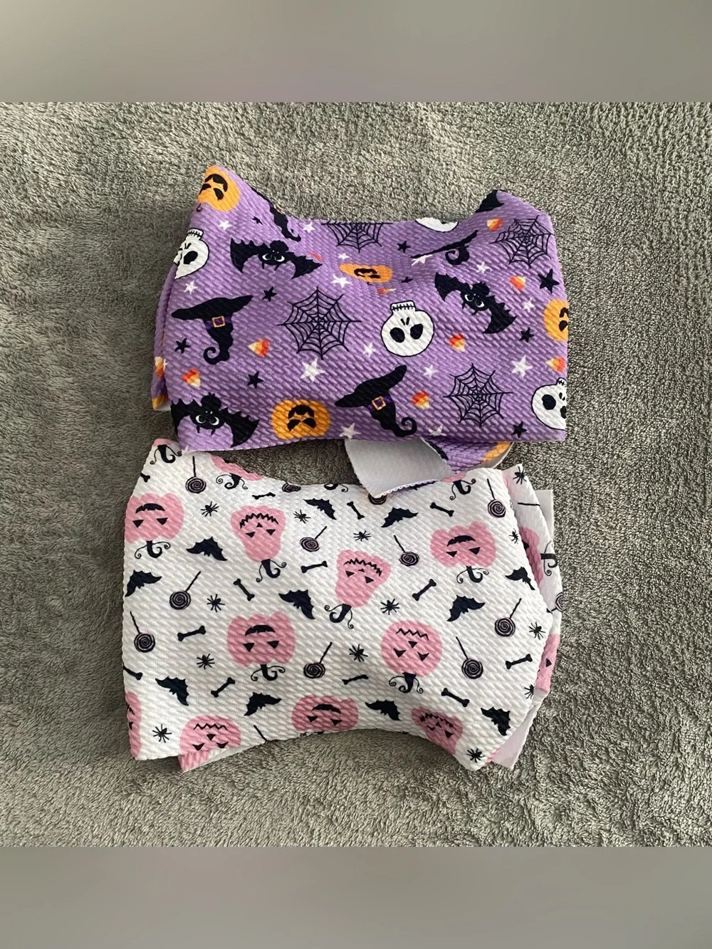 2pc Halloween Bow Headbands Girls Purple White Pumpkin Bat Skull Hair Bows New